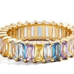 14k Gold Plated Baguette Rainbow 🌈 Opalescent Ring
